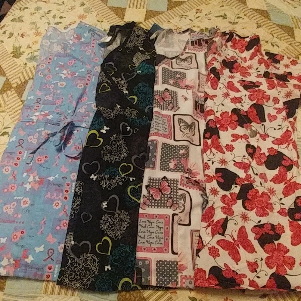 Lot of 4 scrub tops